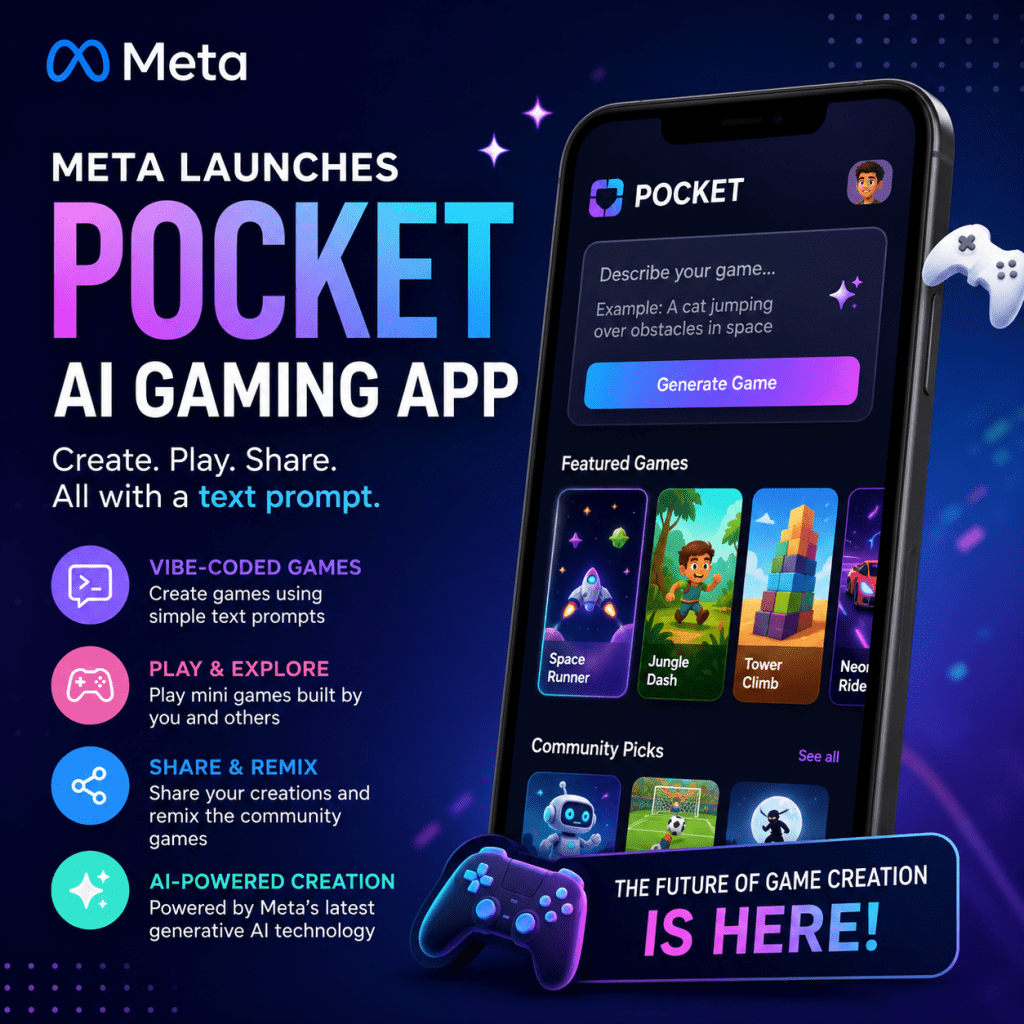 Meta Unveils "Pocket," an AI-Powered Gaming App that Uses Text Prompts to Create Mini Games